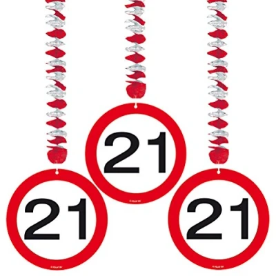 Afbeelding van Decoratie spiraal 21 Verkeersbord 3 stuks