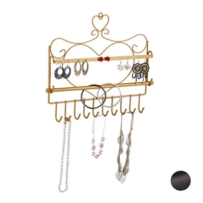 Afbeelding van Relaxdays sieradenhouder muur sieradenrekje oorbellenrekje sieraden organizer rek goud