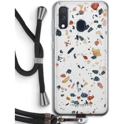 Afbeelding van Case Company® hoesje met Koord geschikt voor Samsung Galaxy A40 Terrazzo N4 Telefoonhoesje Zwart Bescherming aan alle Kanten en Over de Schermrand