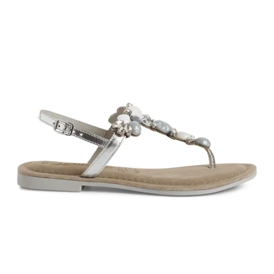 Afbeelding van Tamaris Teensandalen, Dames, Maat: 36, Silver comb Leer en textiel