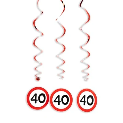 Afbeelding van Verjaardagsdecoratie feestspiralen 40e verjaardag decoratie man vrouwen mannen tafeldecoratie