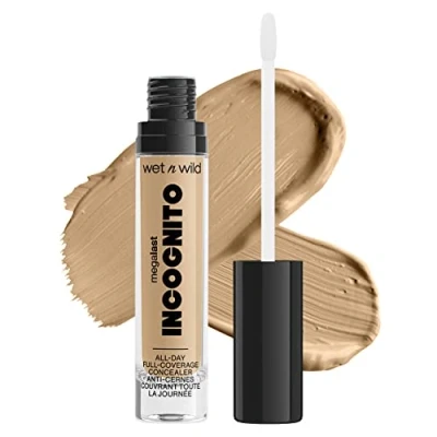 Afbeelding van Wet n Wild Megalast Incognito Full Coverage Concealer, dekkend en rijk gepigmenteerd, medium tot compleet, matte afwerking, voedende hydraterende formule, met sheaboter, honing