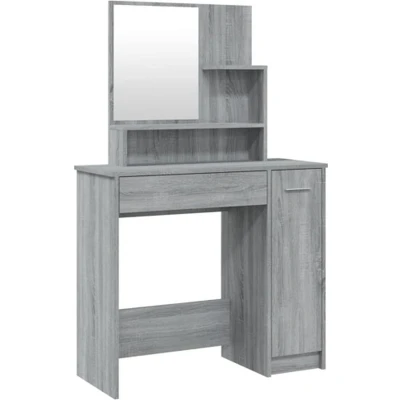 Afbeelding van Make up tafel Met Spiegel 86,5X35X136 Cm sonoma Eikenkleurig Grijs