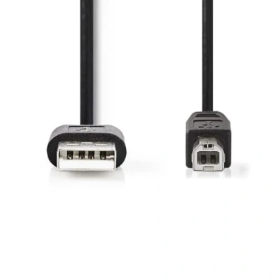 Afbeelding van Nedis USB Kabel 2.0 A Male B 480 Mbps Vernikkeld 2.00 m Rond PVC Zwart Label
