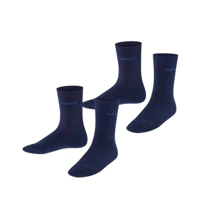Afbeelding van ESPRIT Unisex Kids Voetbal Logo 2 Pack Duurzame Ademende Sokken Biologisch Katoen Versterkte Zachte Platte Teennaad Effen Tenen voor Dagelijks en School Multipack Set van paar, Blauw (Navy 6120)
