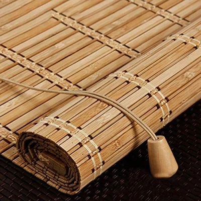 Afbeelding van Rolgordijn van natuurlijk bamboe, verduisterend, voor buiten, Romeins rolgordijnen, 75% zonwerend, privacy, ademend, ecologisch, natuurlijk, aanpasbaar, 160 x 220 cm