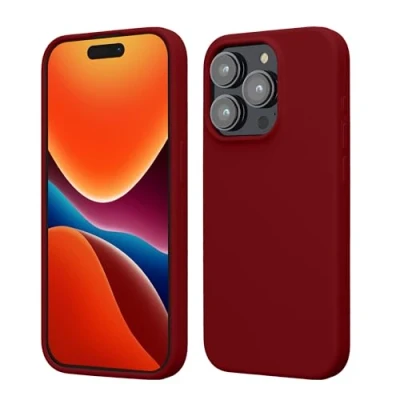 Afbeelding van kwmobile Case voor iPhone 15 Pro Slank TPU Hoesje met Zachte Afwerking In rabarber rood