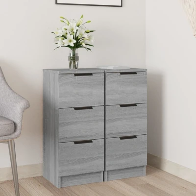 Afbeelding van Dressoirs 2 st 30x30x70 cm bewerkt hout grijs sonoma eikenkleur