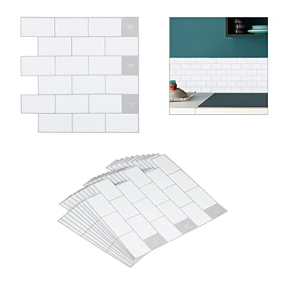 Afbeelding van Relaxdays metro tegelstickers set van 10 3D plaktegels keukenstickers badkamer A