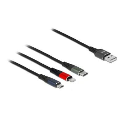 Afbeelding van Delock USB kabel 2.0 A stekker, micro B Apple Lightning C 1.00 m Groen 87277