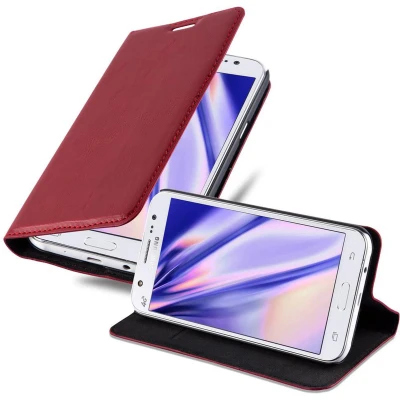 Afbeelding van Cadorabo Hoesje geschikt voor Samsung Galaxy J7 2015 in APPEL ROOD Beschermhoes met magnetische sluiting, standfunctie en kaartvakje Book Case Cover Etui
