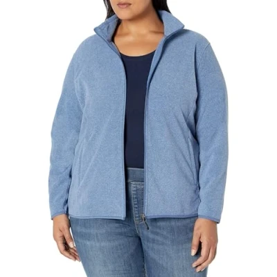 Image de Amazon Essentials Veste polaire douce à fermeture éclair intégrale pour femme (disponible en grande taille), bleu chiné, taille XXL