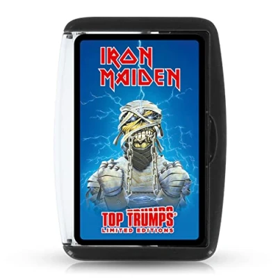 Afbeelding van Top Trumps Iron Maiden Limited Edition kaartspel, beleef de muziekgeschiedenis opnieuw met 30 van hun grootste albums, singles en tours, leuk cadeau voor fans leeftijd