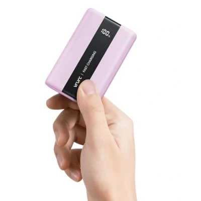 Afbeelding van VRURC Externe accu, 20.000 mAh, QC, 22,5 W, mini powerbank, USB C, snel opladen, PD 20 draagbare batterij met 3 poorten uitgang en led display voor Samsung, iPhone, Huawei, Xiaomi enz. (paars)