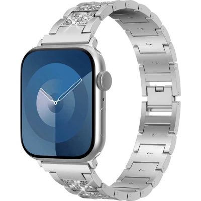 Afbeelding van Selencia Sparkle schakelband Glans voor de Apple Watch Series 1 t/m 9 / SE (38/40/41 mm) 10 (42 Zilver