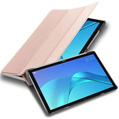 Afbeelding van Cadorabo Tablet Hoesje geschikt voor Huawei MediaPad M5 LITE 10 (10.1 inch) in PASTEL ROZE GOUD Ultra dun beschermend geval met automatische Wake Up en Stand functie Book Case Cover Etui