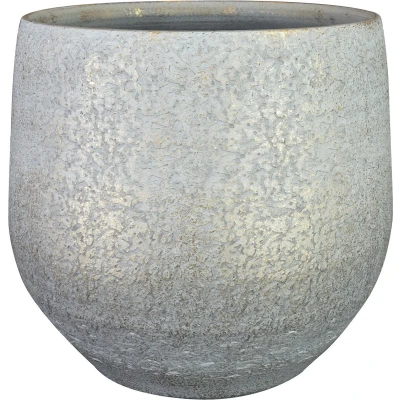 Afbeelding van Steege Plantenpot/bloempot keramiek metallic zilvergrijs/touch of gold D32/H30 cm