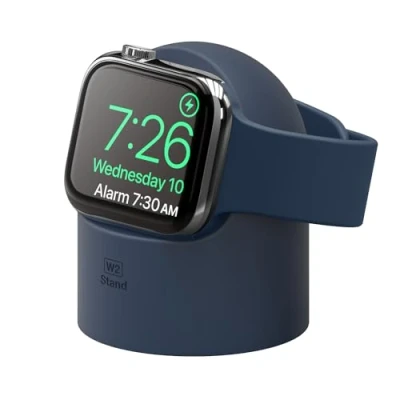Afbeelding van elago W2 standaard compatibel met Apple Watch laadstation serie Ultra, 8, Se2, 7, 6, SE, 5, 4, 3, 2, 1/49 mm, 45 44 42 41 40 38 mm (Jean Indigo)