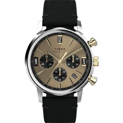 Afbeelding van Timex Marlin TW2W60300 Horloge Leer Zwart Ø 40 mm
