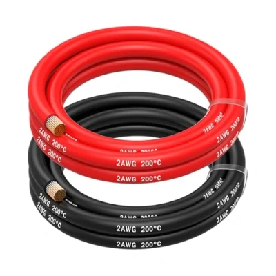 Afbeelding van MMOBIEL Elektrische kabel 2 AWG gauge (33,6 mm²) vertind koperen afzonderlijke draden, rood en zwart, elk 1,5 m / 5 ft voor koelkasten, airconditioners, autobatterijen, lasbatterijen