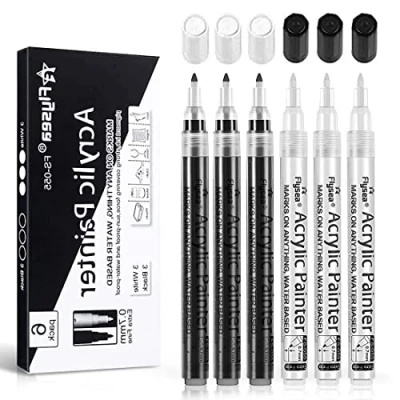 Afbeelding van 6 stuks premium acryl markers voor stenen, verfmarkers, metalen pennen fotoalbum, steen, metaal, canvas, glas, kunststof, keramiek, hout, leer, enz