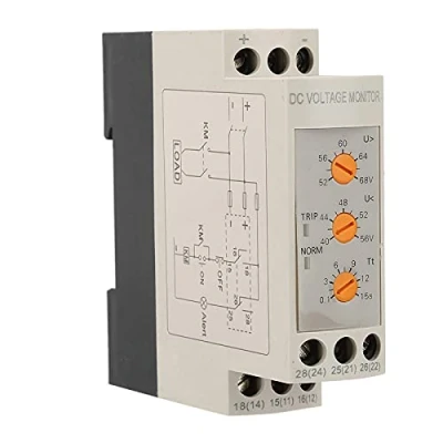 Afbeelding van DC spanningsbewakingsrelais 48 V overspannings en onderspanningsbeveiligingsrelais geleiderail 35 mm 13 17 10 14