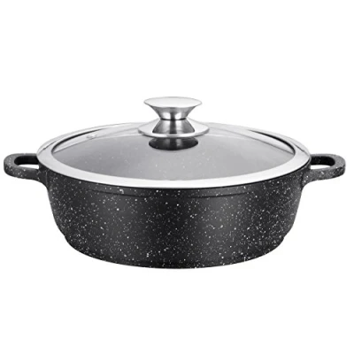 Afbeelding van Kamberg 0008043 Sauteerpan 36 cm Gegoten aluminium Steenachtige coating Glazen deksel Alle warmtebronnen inclusief inductie PFOA vrij