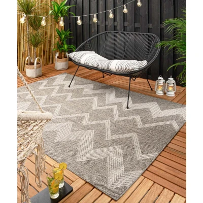 Afbeelding van Buitenkleed Zig Zag Sunny Zilver 140x200 Cm