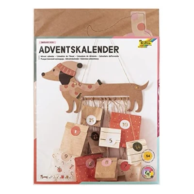 Afbeelding van folia 9382 Adventskalenderset &quot;Sausage Dog&quot;, 54 delig, knutselset voor het maken van een individuele adventskalender hondenliefhebbers