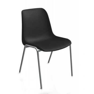 Afbeelding van Kantinestoelen Rome kunststof stapelbaar zwart