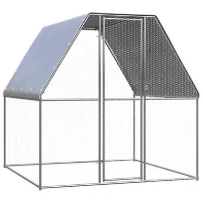 Afbeelding van vidaXL Kippenkooi 2x2x2 m gegalvaniseerd staal zilverkleurig en grijs