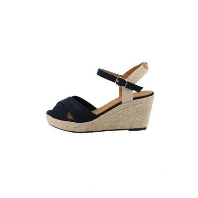 Afbeelding van TOM Tailor Sandalen met plateauzool, Dames, Maat: 39, Navy Textiel