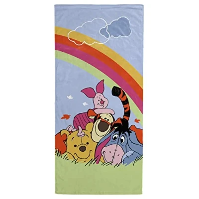 Afbeelding van Jay Franco Disney Winnie Puuh regenboog 71 x 147 cm strandhanddoek van 100% katoen badstof