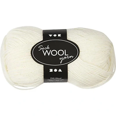 Image de Creotime fil de chaussette L : 200 m blanc cassé 50gr