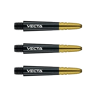 Afbeelding van WINMAU Vecta Dartschachten, Zwart met Goud, Kort 1 set per pakket (3 dartvluchten in totaal)