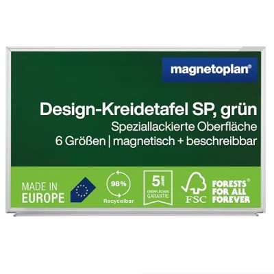 Image de Magnetoplan tableau à craie 900 x 600 mm cadre alu magnétique effaçage sec ou humide 1240395