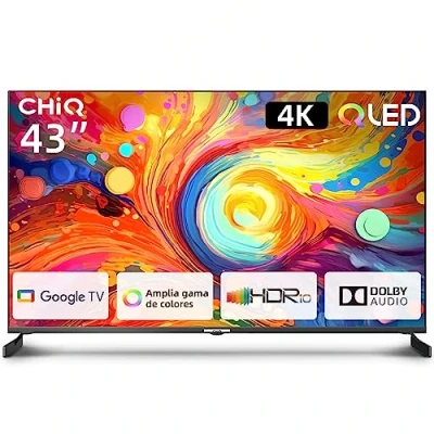 Afbeelding van CHiQ 4K QLED 43 inch Smart TV, UHD HDR, spraakafstandsbediening, geïntegreerde Chromecast, Dolby Audio, DBX Bluetooth 5.0, wifi, model U43QM8E, 2024