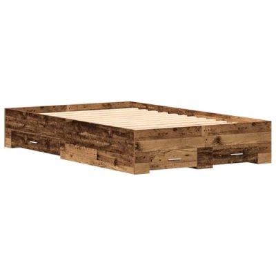 Afbeelding van vidaXL Bed Frame met Lades Oud Hout 120x200 cm Bewerkt