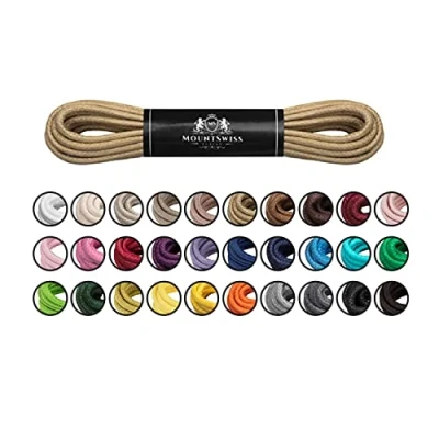Afbeelding van Mount Swiss© Luxury veters, gewaxt, rond, voor leren schoenen, Ø 2 3 mm, lengtes 45 120 cm, beige, 90