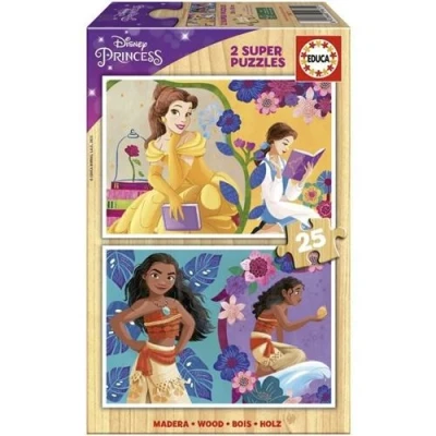 Image de DISNEY PRINCESS (BELLA + VAIANA) 2 puzzles en bois