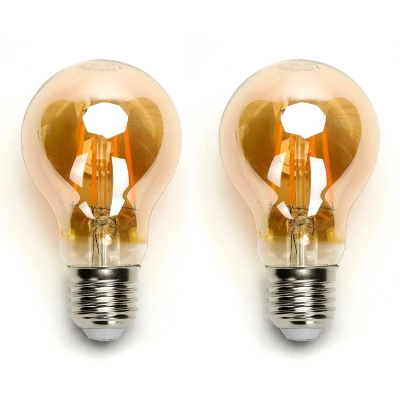 Afbeelding van Gloeilamp E27 2 stuks 8W=65W warmwit 2200K amber glas