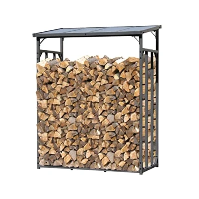 Afbeelding van QUICK STAR Haardhoutrek van metaal, antraciet, 143 x 70 185 cm, 1,8 m3/2,5SRM