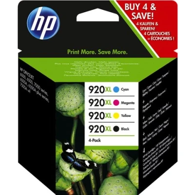 Afbeelding van HP 920XL (C2N92AE) Inktcartridge 4 kleuren Voordeelbundel Hoge capaciteit