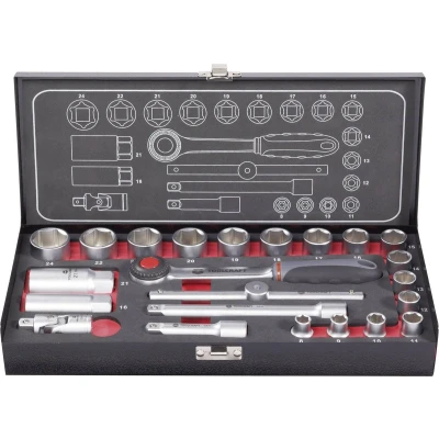 Afbeelding van TOOLCRAFT 826373 Dopsleutelset Metrisch 3/8 (10 mm) 23 delig