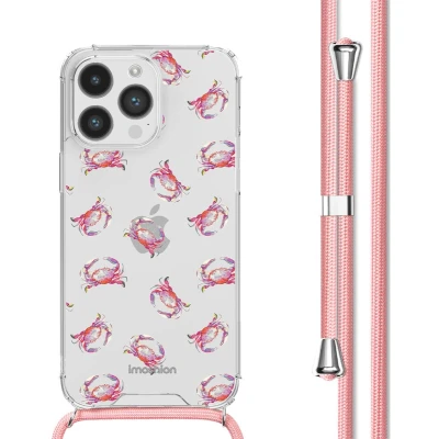 Afbeelding van iMoshion Hoesje Geschikt voor iPhone 14 Pro Max met Koord Design Meerkleurig / Crab Watercolor