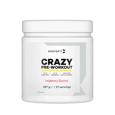 Afbeelding van Body &amp; Fit Crazy Pre Workout Framboos smaak 407 gram (37 doseringen)