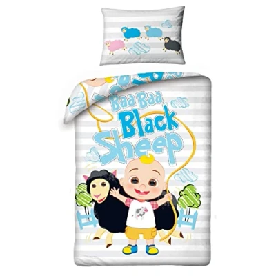 Afbeelding van Cocomelon BABY Dekbedovertrek Baa Black Sheep 100 x 135 cm Katoen