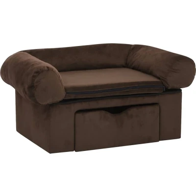 Afbeelding van vidaXL Hondenbank met lade 75x50x38 cm pluche bruin