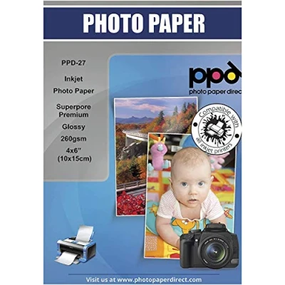 Afbeelding van PPD 6 x 4 inch 100 premium fotopapier, glanzend, 260 g, inkjet, formaat ca. A6 of 10 15 cm, direct drogen, professionele kwaliteit 27