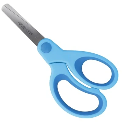 Afbeelding van Schaar Westcott Kids 13cm soft grip ronde punt blauw